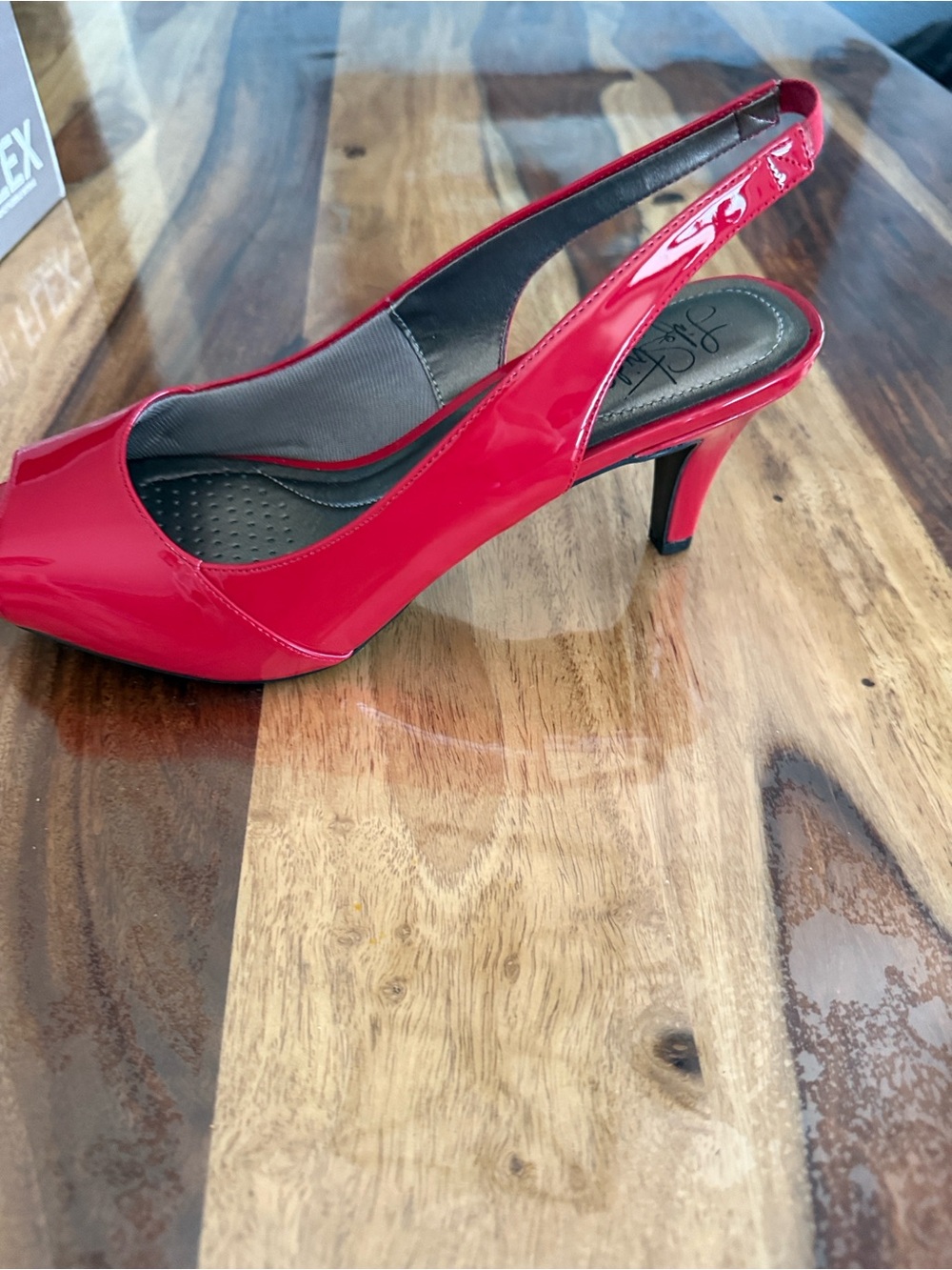 Life Stride Red Patent Slingback Heels